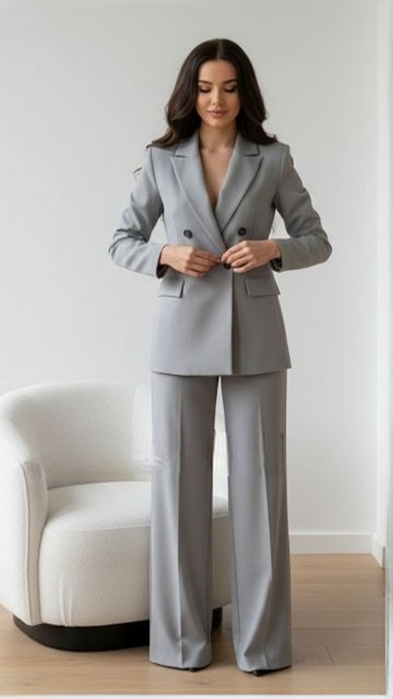 Uzun Blazer + Geniş Paça Pantolon